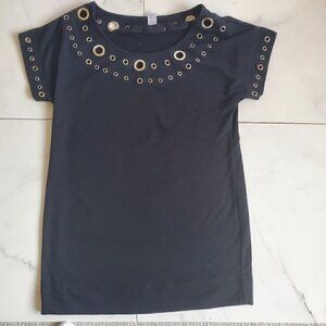 Charlotte Russe Short Sleeve Black Grommet Top